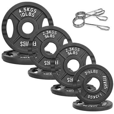 Fitvids 2 Inch Olympic Barbell Weight Plates Set, 45 LB(2.5-10 LB) Barbell Weight Set for Home Gym Strength Training, Double-grip Design