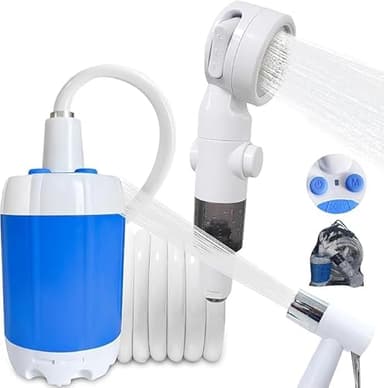 Ann Katy Portable Camping Shower Outdoor Camp Shower Pump,Upgrade Rechargeable Electric Shower Pump with Intelligent Digital Display Multiple Spray Modes for Camping, Hiking, Traveling,RV