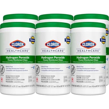 Clorox Healthcare Hydrogen Peroxide Cleaner Disinfectant Wipes, 6.75" x 5.75", 155 Count, Pack of 6 (Package May Vary)
