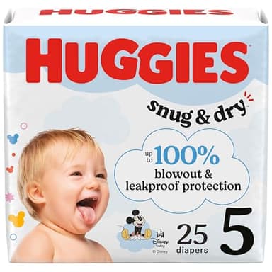 Huggies Size 5 Diapers, Snug & Dry Baby Diapers, Size 5 (27+ lbs), 25 Count, Packaging May Vary