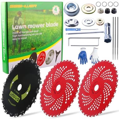 9" x 36 Teeth Carbide Tipped Brush Cutter Blades Weed Eater Trimmer Blade 9" x 20T Carbon Steel Round Chainsaw Tooth Brush Blades Compatible with Stihl, Ego,Husqvarna Brush Cutter, Trimmer, Weed Eater