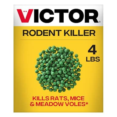Victor Rat Poisoning for Inside & Outside Use - Kills Rats, Mice, Meadow Voles | Mouse Poisoning for Indoor & Outdoor Areas, Ready-to-Use, 4 lb Bag - M925