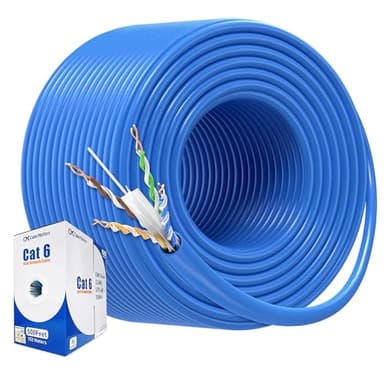 Cable Matters [UL Listed] 10Gbps in-Wall (CM) Rated 23AWG Bare Copper Cat 6 Cable - 500ft, Solid, UTP Cat6 Bulk Ethernet Cable, Cat6 Ethernet Cord, Blue