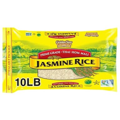 Golden Star Thai Hom Mali White Jasmine Rice - Prime Grade White Rice - 10 lb Bag