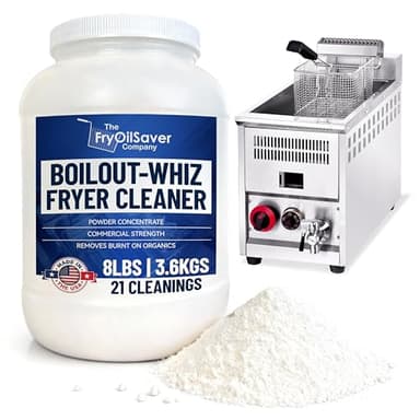 8LB Boil-Out Whiz Deep Fryer Cleaner - Degreaser Powder for Commercial Kitchen Cleaning Oil Saver - Deep Fryer Pot & Coil Safe - Extend Oil Life, Save Time & Energy - by FryOilSaver Co
