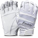 Franklin Sports Hi-Tack Premium Football Receiver Gloves - White - Adult Small