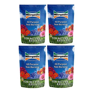 Milorganite All-Purpose Eco-Friendly Slow-Release Nitrogen 6-4-0 Fertilizer, 5 Pound Bag (Pack of 4) - for Lawns, Flowers and Gardens