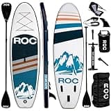 Roc Inflatable Stand Up Paddle Boards with Premium SUP Paddle Board Accessories, Wide Stable Design, Non-Slip Comfort Deck for Youth & Adults (Navy W/Kayak Seat)
