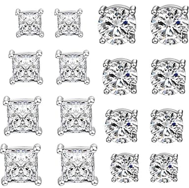 WAINIS 8 Pairs Stainless Steel Magnetic Stud Earrings for Men Women Non-piercing Hypoallergenic Earrings 5-8mm