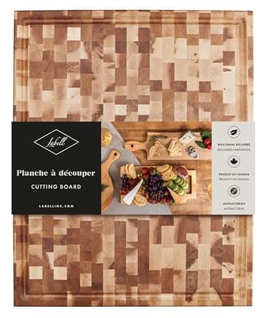 Labell Large Canadian Maple Wooden Cutting Board, Wood Cutting Board with Juice Groove for Food Prep, Natural Durable Butcher Block for Kitchens - 16" x 20" x 1.5"