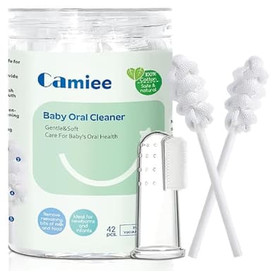 42 Pcs Baby Oral Cleaner [Upgrade Spiral Model] One-Time Baby Toothbrush for 0-36 Month Newborn Baby Oral Tongue Gauze Gum Cleaner