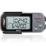 3DTriSport Walking 3D Pedometer with Clip and Strap, Free eBook | 30 Days Memory, Accurate Step Counter, Walking Distance Miles/Km, Calorie Counter, Daily Target Monitor, Exercise Time (Grey/Black)