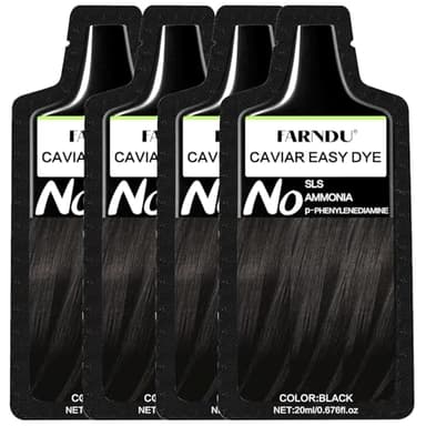 Black Hair Dye for Women Men, Ammonia Free, PPD Free, 100% Gray Hair Coverage Hair Dye Shampoo 4 Pack