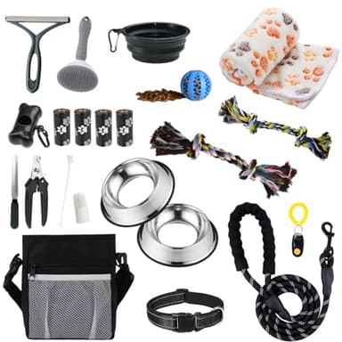 PupLuxe Puppy Starter Kit - Black 22 Piece Dog Training Kit | Great Puppy Gift for First Time & Experienced Owners | New Dog Bundle