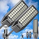 loyoele 8000W Solar Street Lights Outdoor 400000 Lumens Solar Flood Lights with Remote Control & Motion Sensor, Waterproof IP67 Dusk to Dawn Solar Lights for Garden,Yard, Path, Parking Lot 2-Pack