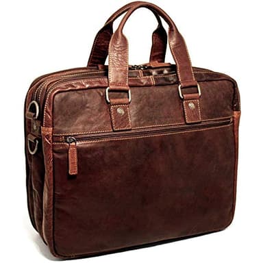 Jack Georges Men's Voyager Large Travel Briefcase in Buffalo Leather #7328 (Brown)