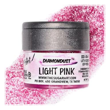 Light Pink Edible Glitter for Drinks, Cocktails, Cake Decorating, Strawberries, Chocolates & More | No Taste | 4g | 100% Food-Safe | Kosher, Vegan, Gluten & Nut Free | DiamonDust by The Sugar Art
