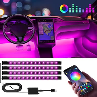 Winzwon Led Lights for Car Accessories Interior, Valentines Day Gifts for Him Her Men Women Teen Boys Girls, APP Control with USB Port Color Change Lights for Truck Decor