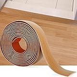 16.4Ft Floor Transition Strip Self Adhesive Vinyl Cover Floor Strip Flat Divider Transition Strip Wood Grain Design for Laminate Floor Gaps and Doorway Transitions (16.4Ft x 2 Inch, Light Brown)