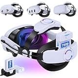 Kawaye Batery Head Strap 15000mAh for Meta Quest 3/Quest 3S/Quest 2, Adjustable Elite Strap with Detachable Batery Pack x2&Charging Dock,VR Accessories Enhanced Support&Comfort Extend Playtime