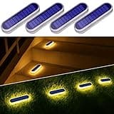 Solar Step Lights Outdoor Waterproof LED, Warm White Solar Stair Lights Outdoor Mailbox Gutter Lights Solar Powered, Small Solar Lights for Steps Pool Lanai Patio Deck Accessories and Decor. (4 Pack)