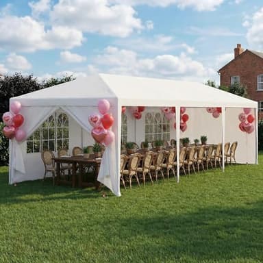 HOTEEL 10x30 FT Party Tent Outdoor Canopy Tents for Parties with 8 Removable Sidewalls, Carpas para Fiestas Waterproof for Gazebo Large Backyard Shelter Patio Wedding Event Tent BBQ White