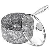 MICHELANGELO Saucepan with Lid 3 Quart, Ultra Nonstick Sauce Pan with Non toxic Stone-Derived Coating, Sauce Pot with Lid, Stone Saucepan with Lid, 3 Quart Sauce Pan