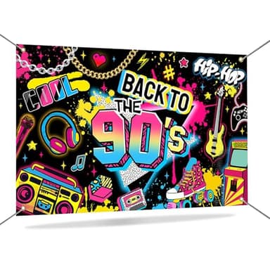 Mocsicka 90s House Party Backdrop Banner Hip Hop Back to The 90s Party Decorations Retro Graffiti Wall 90 s Theme Photography Background Decorations 70.8 x 43.3 Inch