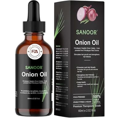 SANOOR Himalayan Red Onions Oil | 100% Pure (2.02oz)| Cold-pressed, stimulates hair growth, strengthens follicles, and treats infections for healthier hair | 60ml
