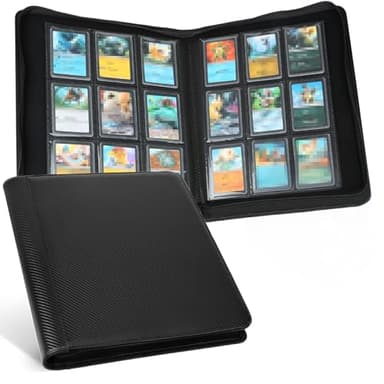 GERMUN Toploader Binder, Holds 288 Toploaders, 9 Pocket Top Loader Binders with Sleeves for 3 x 4'' Toploaders, Double-Sided Pocket Top Loader Storage Binder, Trading Card Binder - Carton Black