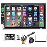 Car Stereo Double Din Bluetooth Car Radio 7 Inch MP5 Player HD Touch Screen FM Radio Audio Receiver AUX in USB TF Card Input UNITOPSCI Multimedia Player Mirror Link with Backup Camera
