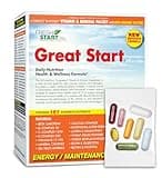 Great Start Complete Daily Vitamin Pack | Energy & Essentials | Vitamin A, B, C, D, E, B12, Biotin, Minerals, Calcium, Magnesium, Zinc, Super Greens (30 Packets)