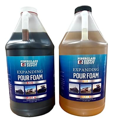 Fiberglass Supply Depot 6 Lb. Density Expanding Pour Foam, 2 Part Polyurethane Closed Cell Liquid Foam for Boats, Dock Flotation, Carving, Soundproofing, Filling Voids, and Insulation (1 Gallon Kit)