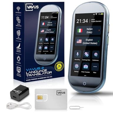 Vavus Language Translator Device with Unlimited Lifetime Global 4G Internet Included - Sim Card, WiFi & Offline Translation - 138 Languages and dialects (Graphite)