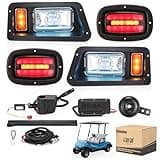 10L0L Golf Cart Headlight Kit for Yamaha G14/G16/G19/G22 - Built-in Voltage Converter for 12V-48V Carts, Low/High Beam with Brake, Hazard, Horn & Turn Signal - Street Legal Light Kit