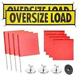 Venussar Oversize Load Signs for Trucks, 2 Oversized Load Banner, 4 Red Flag Warning, 4 Red Safety Flags with Pole, 4 Flag Magnet, Wide Load Signs for Trucks Trailer