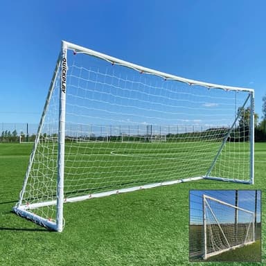 QUICKPLAY Q-Fold Soccer Goal | 30-Second Folding Portable Soccer Goal | Weatherproof uPVC 16x7 Regulation Size | Durable Backyard Goal for Adults & Kids