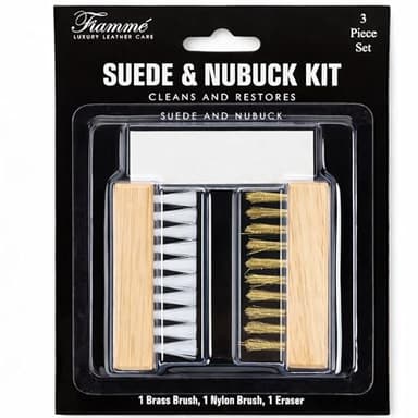 Fiamme Suede and Nubuck Cleaning Kit - Complete Brass & Nylon Brush Set, Suede Eraser for Shoes, Jackets, Boots, Handbags