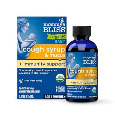 Mommy's Bliss Organic Baby Cough Syrup and Mucus + Immunity Support, Contains Agave & Ivy Leaf, 4 month+, 1.67 Fl Oz