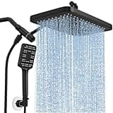 High Pressure Rain Shower Head with Handheld Spray Combo Set, Adjustable 12" Rainfall Dual Shower Head, Double&Tandem Shower Head, Waterfall Showerhead Bathroom -Matte Black