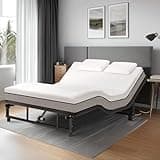 Miscoos King Size Adjustable Bed Base Frame - Quiet Motor, Head & Foot Incline, Zero Gravity, Wireless Remote, Universal Compatibility (79" L x 74" W x 12.72" H)