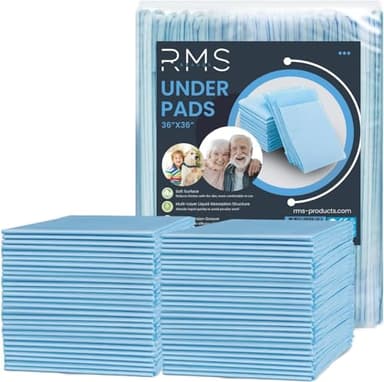 RMS BRANDS Disposable Underpads 36"X36" Ultra Soft 6-Layer Protection, 8g SAP Leak Proof 80g Heavy Incontinence Bed Pads for Babies, Kids, Adults & Elderly (36X36 - Heavy- 20 Pack)