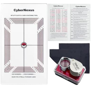 Card Grading Centering Tool for Pokemon, Trading Cards Measuring Tools, Come with Cleaning Cloth Kit & 30X Magnifying Implement for PSA's Latest Grading Standards/BGS Submissions