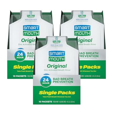 SmartMouth Original Activated Mouthwash Single Packs, Travel Mouthwash, Fresh Mint, 30 Pack