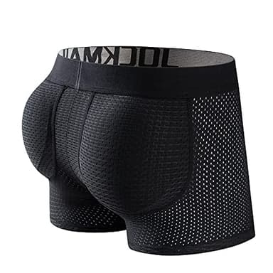 JOCKMAIL Mesh Mens Underwear Boxer Back Mens Padded Underwear Boxer with Hip Pad Men's Boxers (as1, alpha, m, regular, regular, Black)