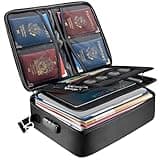 BALEINE Fireproof Document Box with Lock, Portable Fireproof Document Bag Waterproof Fire Proof File Box for Documents, File Organizer Box for Important Paperwork (Black, 15''x11''x4'')