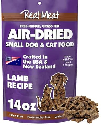 TRMC Real Meat Air Dried Cat Food & Dog Food w/Real Lamb - 14oz of USA-Crafted Grain-Free Dry Dog & Cat Food Sourced from Hormone-Free, Free-Range, Grass-Fed Lamb - All Natural, High Protein Pet Food