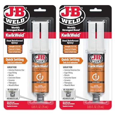 J-B Weld 6 Minute Set Epoxy KwikWeld, High Strength, Waterproof, 2 Pack, Dark Grey, 50176-2