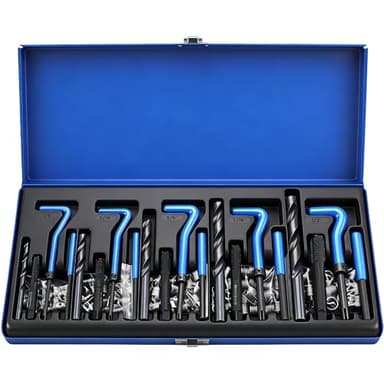 SEDY SAE Thread Repair Helicoil Kit - 131PC with HSS Drill Bits, Inserts, Taps, and Breakoff Tools for Rethreading on Metal, Engine, Pipe Repair - Sizes 1/4" 5/16" 3/8" 7/16" 1/2"