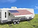Leaveshade RV Awning Fabric Replacement Camper Trailer Awning Fabric Super Heavy Vinyl Coated Polyester 15'3''(Fit for 16' Awning)-USA Flag (Custom Looking)